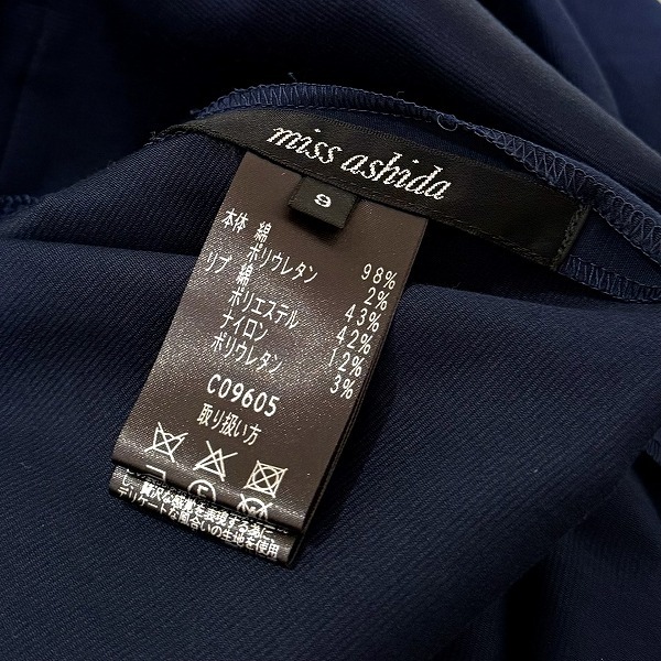 #snc ミスアシダ missashida ワンピース 9 紺 半袖 異素材 切替 ボーダー レディース [924596]_画像4