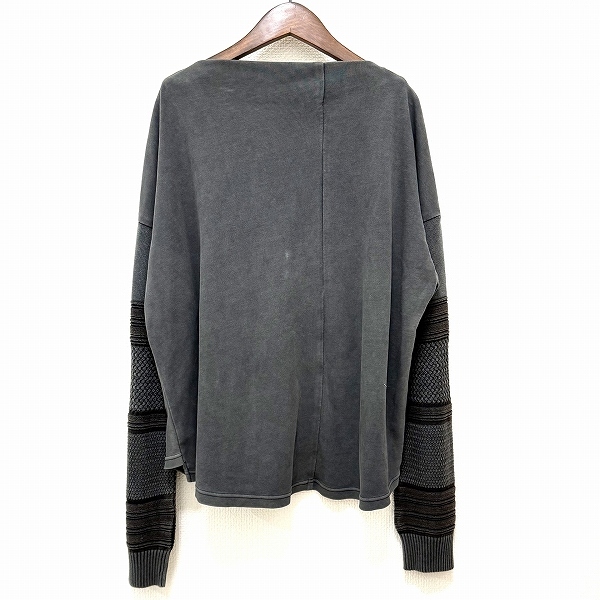 #anc メフウセンソユニコ 芽風 カットソー 38 グレー系 異素材 切替 ニット使い ボートネック レディース [920249]_画像2