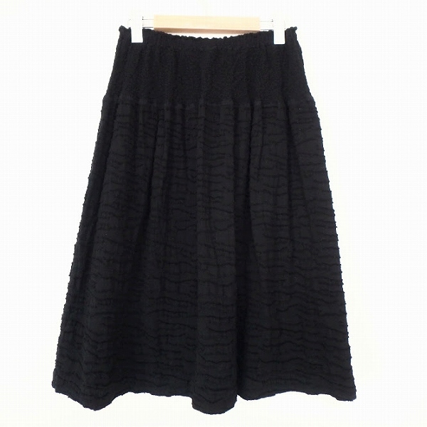 #apc ミーイッセイミヤケ MEISSEYMIYAKE スカート 黒 プリーツ パイル地 シワ加工 レディース [928070]