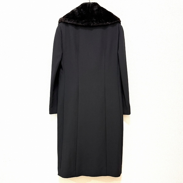 #wnc ダナキャラン DONNAKARAN コート 11 黒 ファー付き ロング レディース [841009]