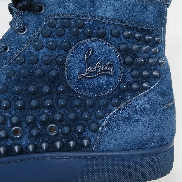 #ans クリスチャンルブタン ChristianLouboutin ハイカットスニーカー 43 1/2 紺 スエード スタッズ ルイス スパイク EU制 メンズ [918529]
