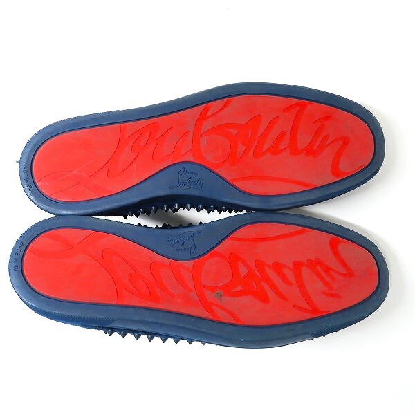 #ans クリスチャンルブタン ChristianLouboutin ハイカットスニーカー 43 1/2 紺 スエード スタッズ ルイス スパイク EU制 メンズ [918529]