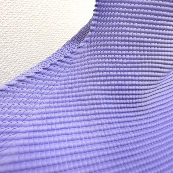 #spc イッセイミヤケ ISSEYMIYAKE カットソー M 紫系 プリーツT ハイネック 七分袖 レディース [928472]