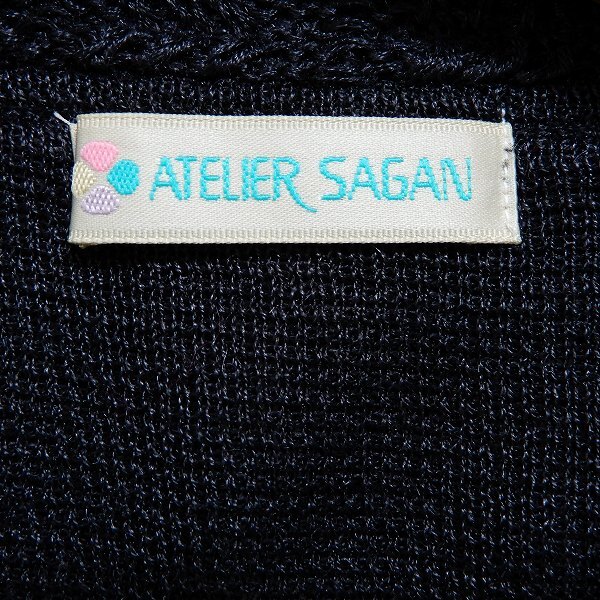 #snc следы lie SaGa nATELER SAGAN кардиган L чёрный длинный рукав цветок узор вязаный лен женский [930439]