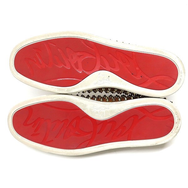 #ans クリスチャンルブタン ChristianLouboutin スニーカー スリッポン 43 1/2 茶 ゴールド スタッズ 保存袋付き メンズ [918527]