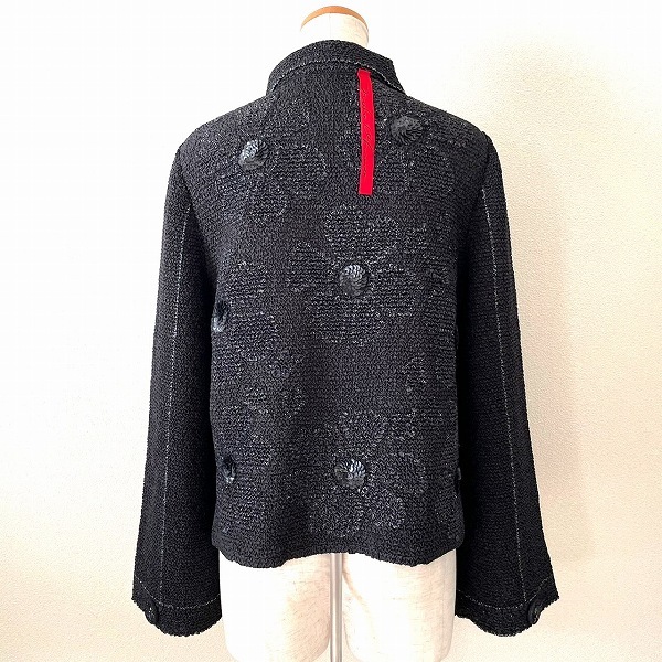 #anc ノコオーノ NOKOOHNO ジャケット 40 黒系 スパンコール シルバーラメ Gプリーツ 花モチーフ レディース [866308]