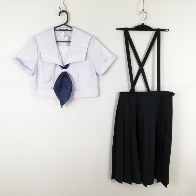 1円 セーラー服 スカート スカーフ 上下3点セット 指定 夏物 白2 1円 セーラー服 スカート スカーフ 上下3点セット 指定 夏物 白2