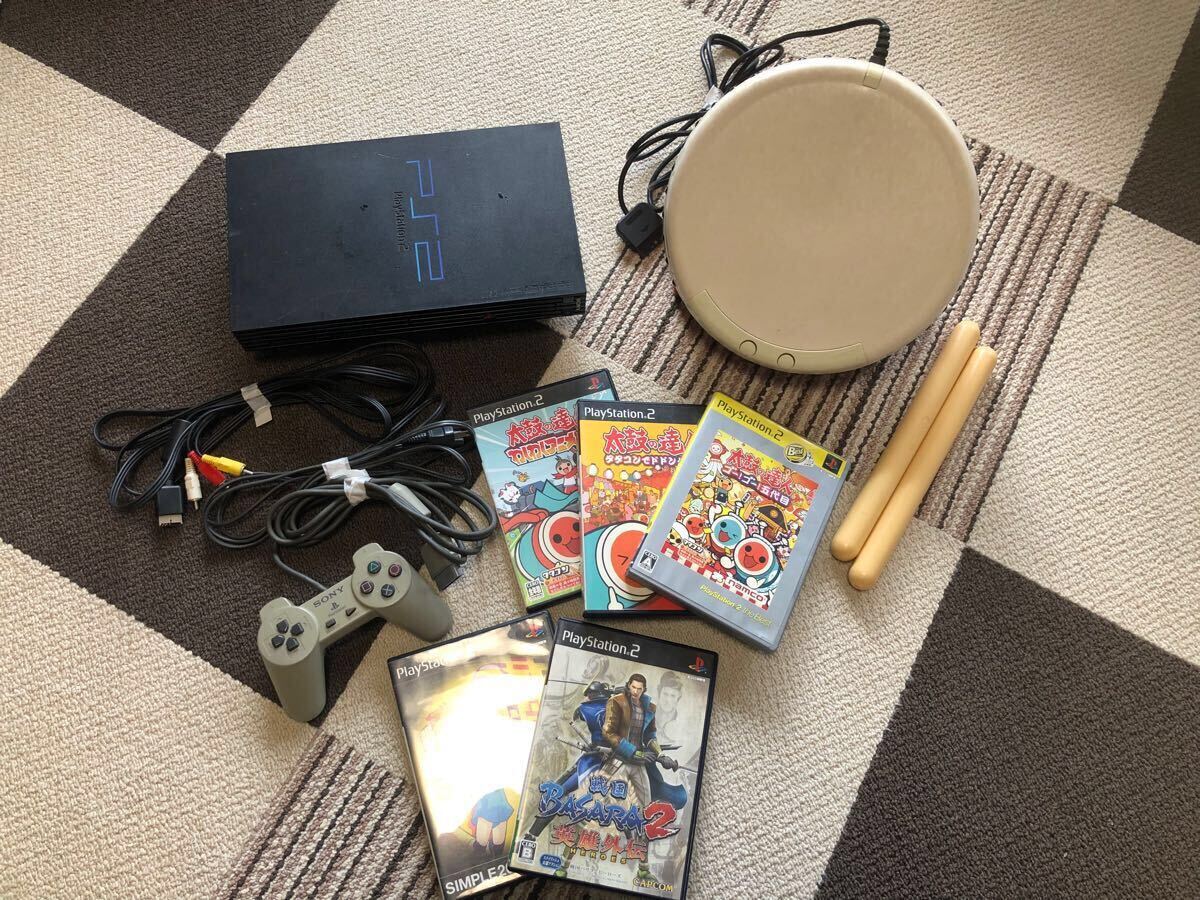 PS2 SCPH-30000 厚型 セット コントローラー メモリーカード 本体 太鼓の達人セット　ソフトセット