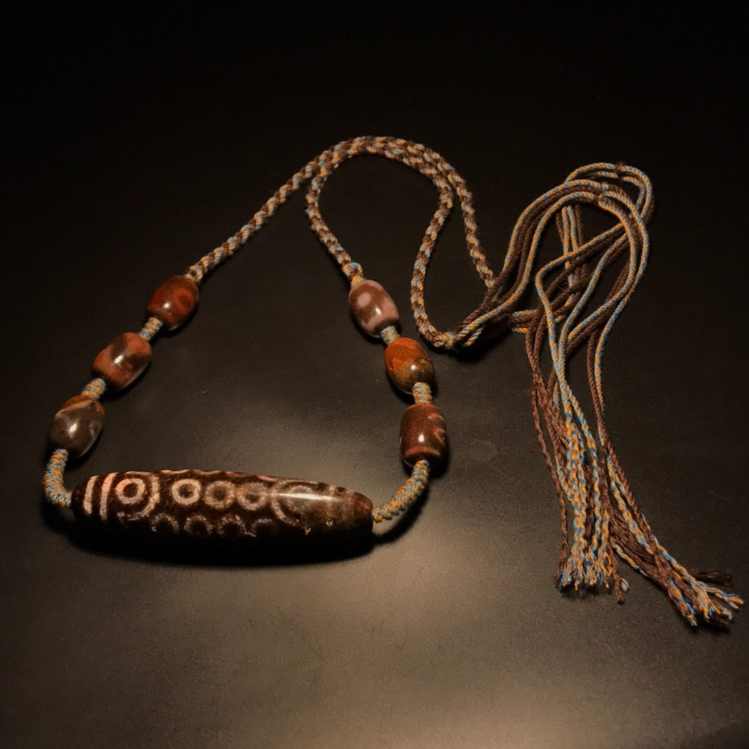 【古寶奇蔵】瑪瑙製・細密彫・二十七眼象雄天珠ネックレス・置物・賞物・中国時代美術