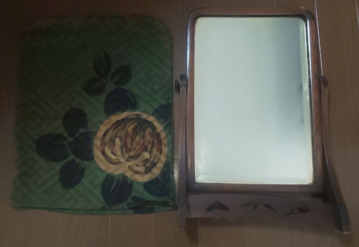 ジャンク扱い 化粧台(鏡のみ) レトロ鏡掛け 木製品 使い方色々 インテリア 古道具 小さいタイプ 時代物 昭和