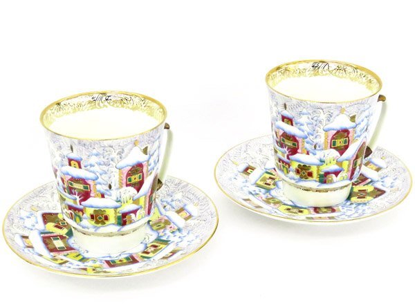 Imperial Porcelain/インペリアル ポーセリン ウィンターデイ デミタスカップ＆ソーサー 2客セット コーヒーカップ ティー ロシア食器