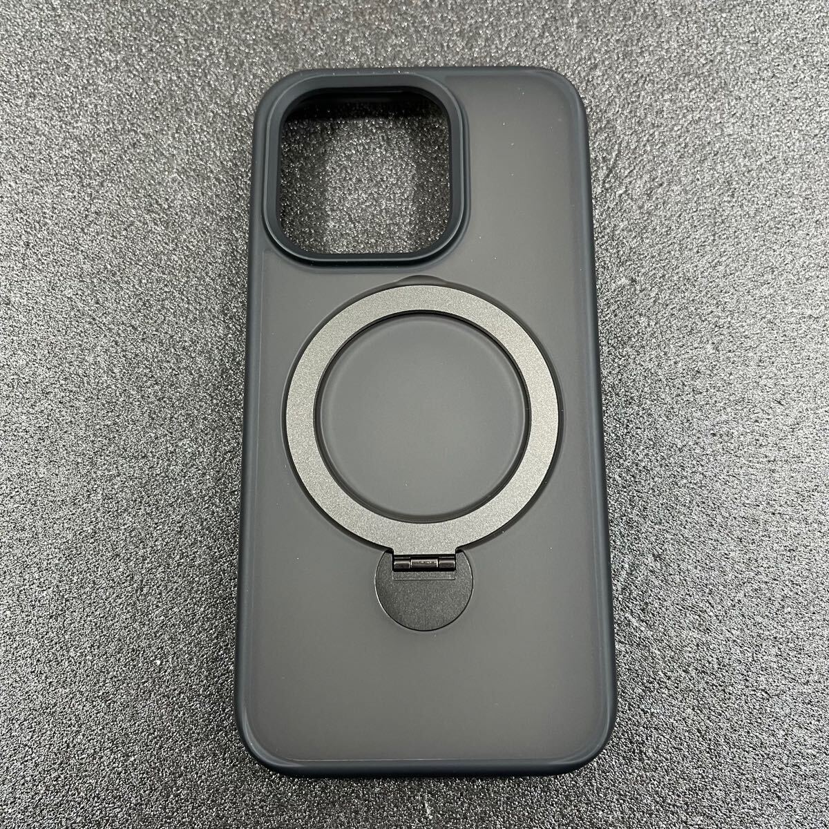 【定点360度回転スタンド】iPhone15 Pro ケース 縦横両対応スタンド MagSafe対応 マグネット搭載 半透明 耐衝撃 6.1インチ マットブラック_画像8