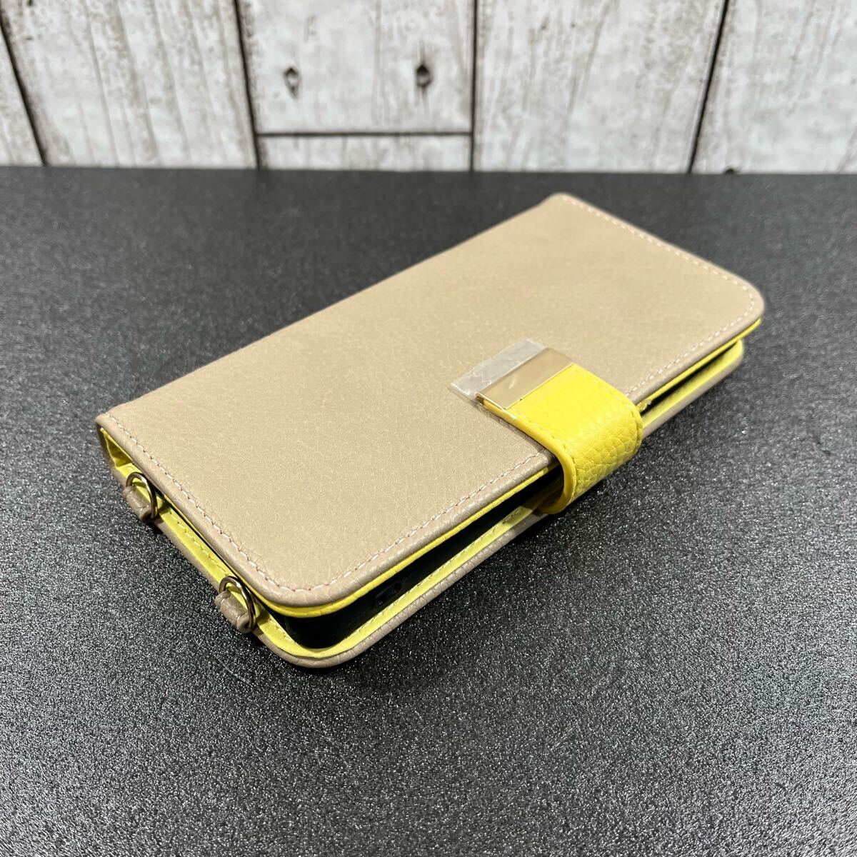 AQUOS sense 6 / sense 6sケース 手帳型 ショルダー ストラップ付き カード収納 スタンド機能 マグネット式 レザー アプリコットイェロー_画像8