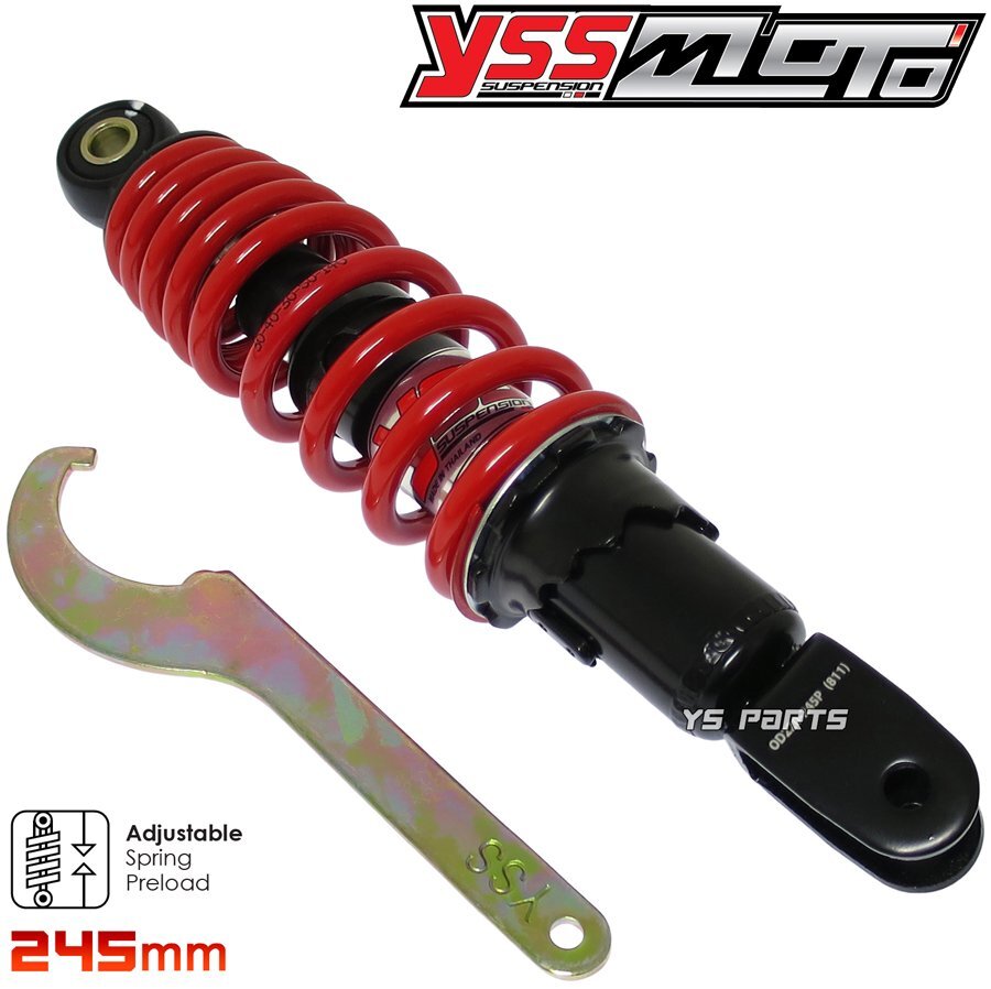 [ twin демпфер ]YSS задний подвеска / задние амортизаторы чёрный красный 245mm JOG90/ Jog 90[3WF] Axis 90[3VR] Grand Axis [5FA1/5FA2/SB01J/SB06J] и т.д. 