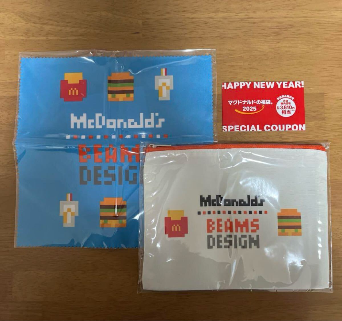1円スタート マクドナルド 福袋 2025年 無料券 クリーナークロス ポーチ