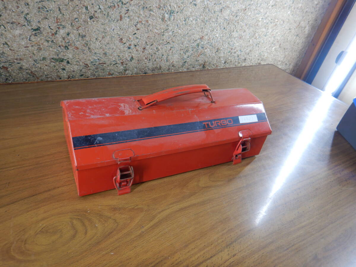 工具箱123001　赤い　TURBO 35X15H10.5CM 昭和レトロ　金屬制　使用感あり