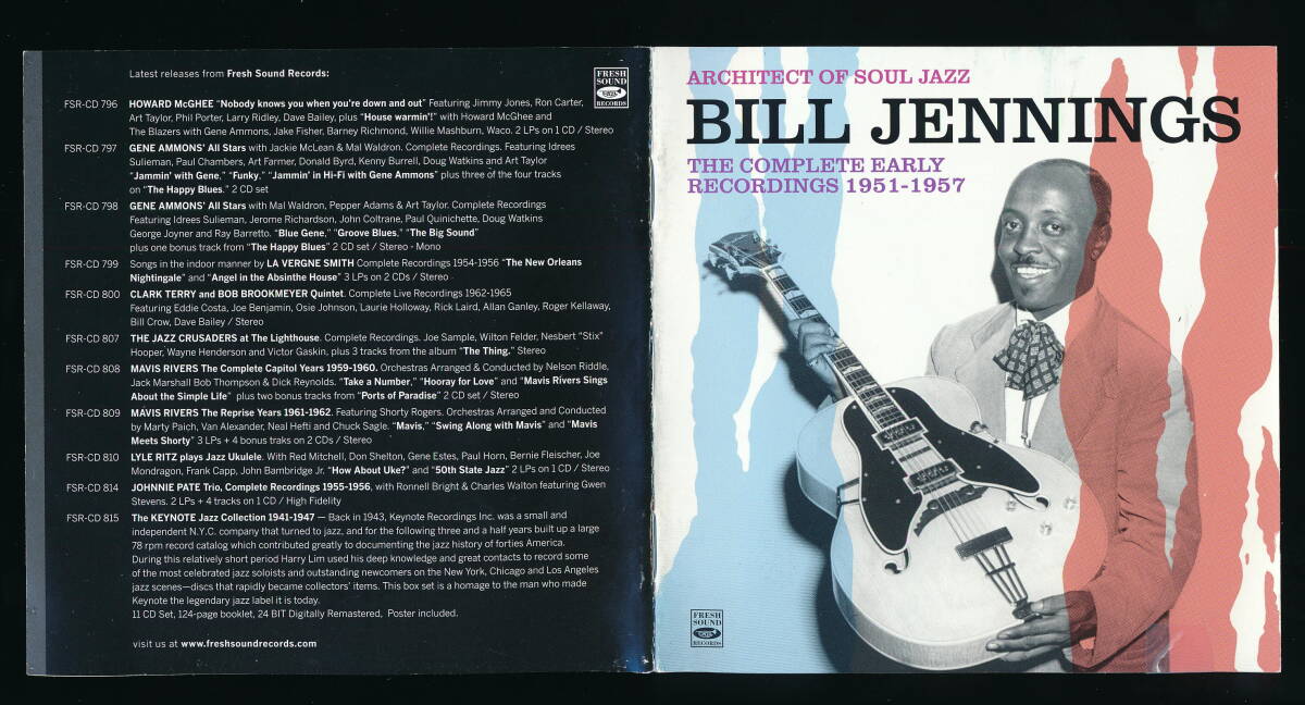 *2CD*BILL JENNINGS*ARCHITECT OF SOUL JAZZ*THE COMPLETE EARLY RECORDINGS 1951-1957*2013 год зарубежная запись *FRESH SOUND FSR-CD 816*