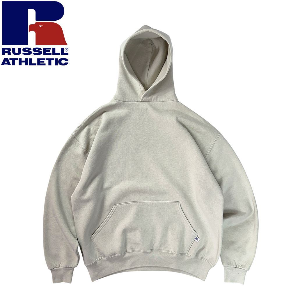 90s ビンテージ RUSSELL ATHLETIC 希少色 レアカラー 薄 ベージュ XL 無地 スウェット パーカー ラッセル アスレチック // USA 00s akimbo_画像1