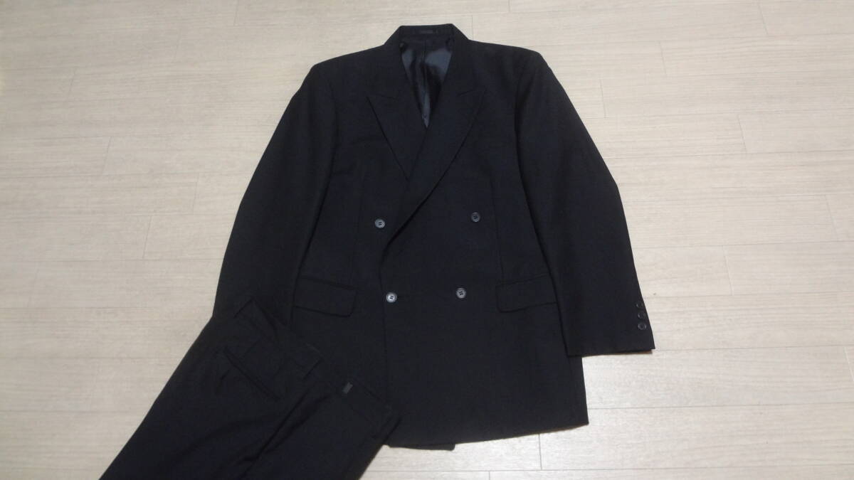175cmW80-90cm☆アジャスター付き★KodamaFormal★上質ダブルフォーマルスーツ黒/ブラック冠婚葬祭礼服喪服結婚葬式儀お通夜★コダマ