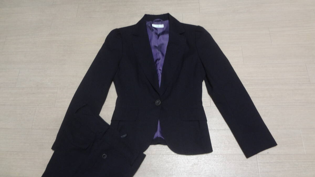 美品sizeM/W76cm★P.S.FA★秋冬物★美シルエット★1Bスーツセレクト/ラメ入り黒織ストライプブラック★総裏本切羽★シングル１釦★ビジネス