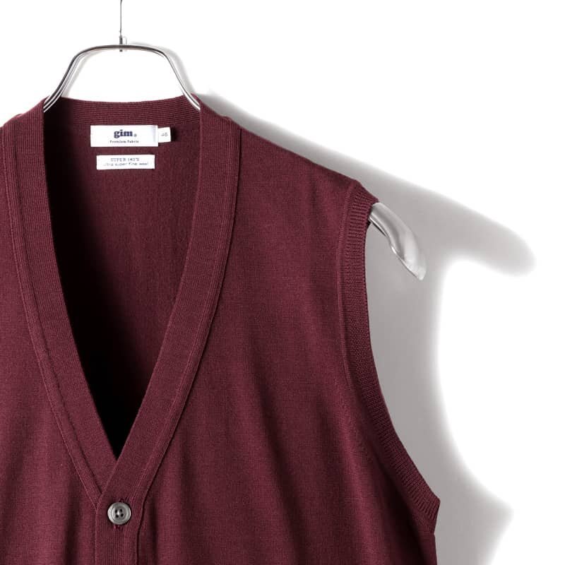 ◆【gim(ジム)/秋冬/Super140'sウルトラスーパーファインウール30G Vネックニットベスト】[gim2370404-50]_画像3