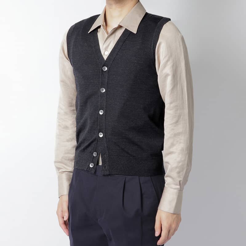 ◆【gim(ジム)/秋冬/Super140'sウルトラスーパーファインウール30G Vネックニットベスト】[gim2370404-50]_画像9