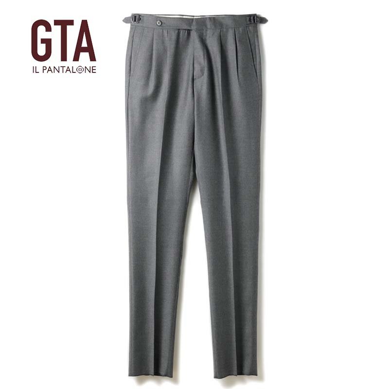 GTA(ジーティーアー) / ウールサキソニーサイドアジャスター付き2プリーツテーパードパンツ(HERRICK/17385) [gta2470721-44]