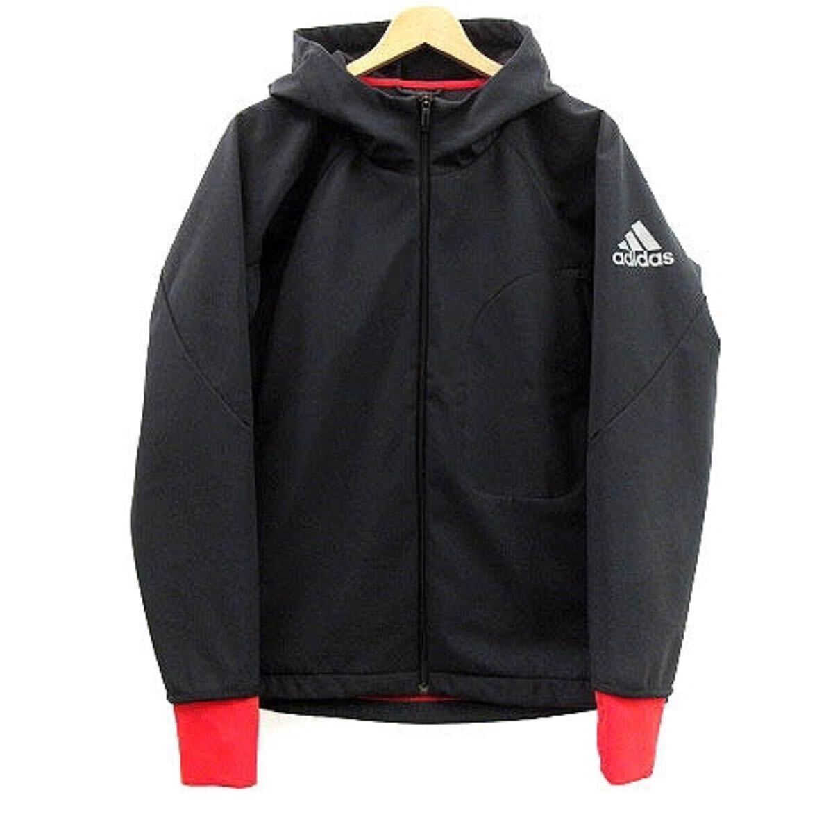 送料無料 アディダス adidas ウインドジャケット M4T 撥水ウルトラウォーム フーディー ジップアップ 裏フリース ロゴ ブラック