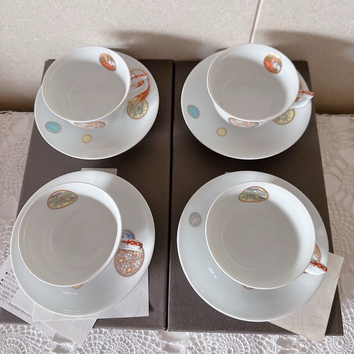 1009/2箱セット 深川製磁 寿赤絵 ペア カップ ソーサー コーヒー 1009/2箱セット 深川製磁 寿赤絵 ペア カップ ソーサー コーヒー