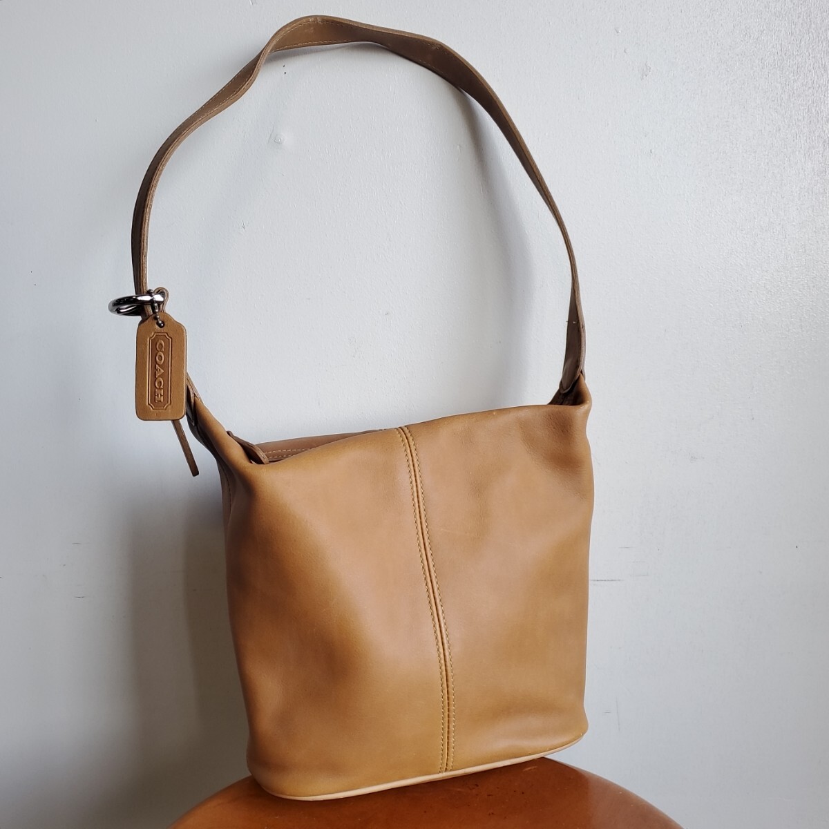 1036◆90s オールドコーチ OLD COACH レザー ワンショルダーバッグ No.D8P-4148 ライトブラウン 薄茶系 本革 中古 USED