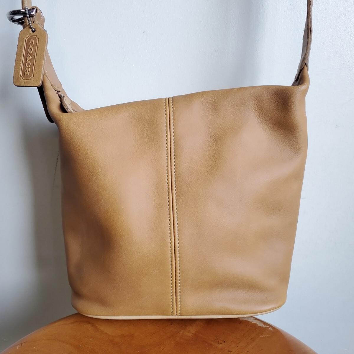 1036◆90s オールドコーチ OLD COACH レザー ワンショルダーバッグ No.D8P-4148 ライトブラウン 薄茶系 本革 中古 USED
