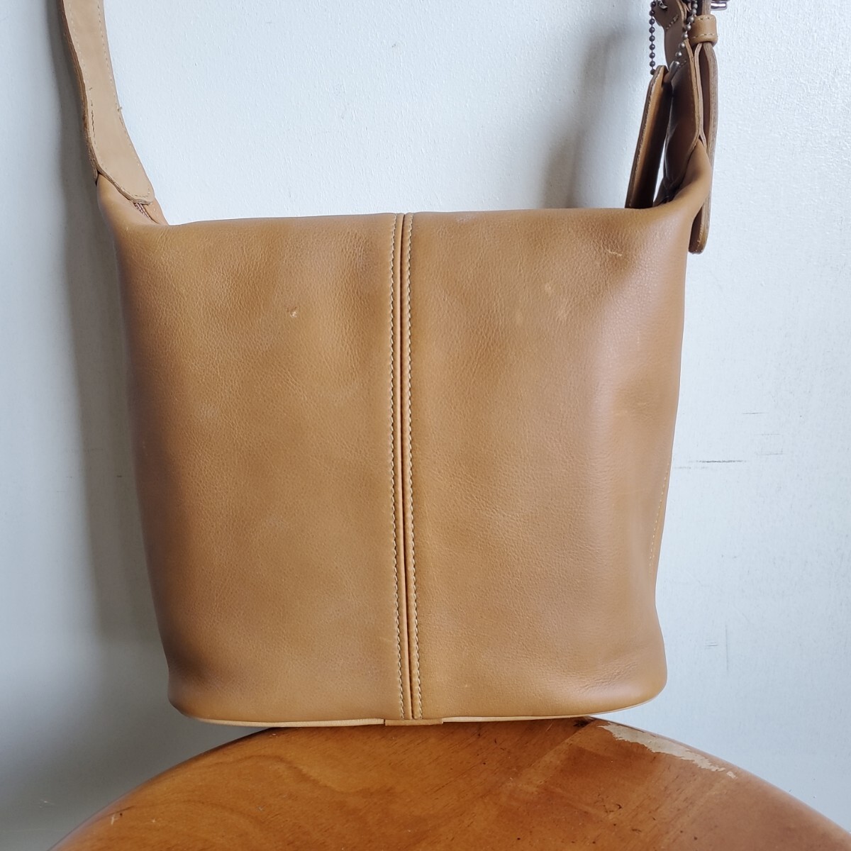 1036◆90s オールドコーチ OLD COACH レザー ワンショルダーバッグ No.D8P-4148 ライトブラウン 薄茶系 本革 中古 USED