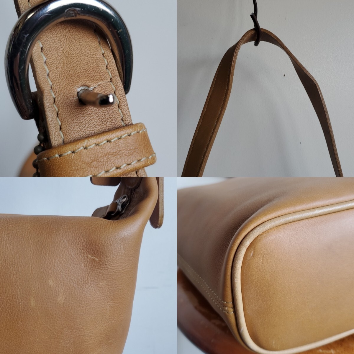 1036◆90s オールドコーチ OLD COACH レザー ワンショルダーバッグ No.D8P-4148 ライトブラウン 薄茶系 本革 中古 USED