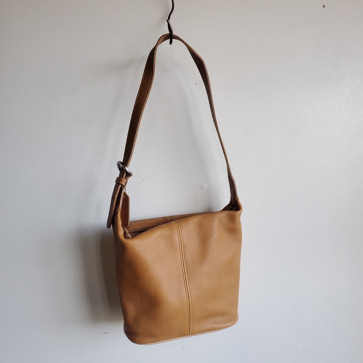 1036◆90s オールドコーチ OLD COACH レザー ワンショルダーバッグ No.D8P-4148 ライトブラウン 薄茶系 本革 中古 USED