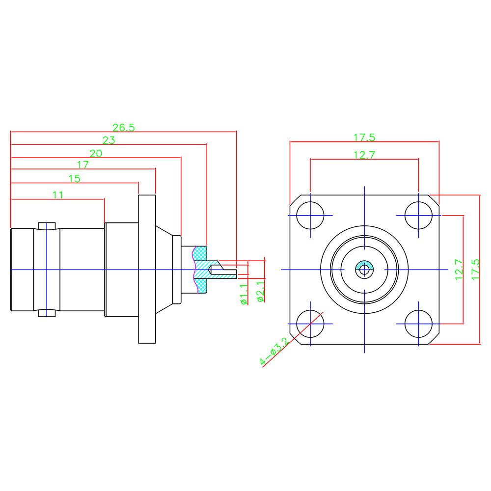BNC коннектор BNC-J угол сиденье 4 дыра электронный construction DIY предотвращение преступления мониторинг камера беспроводной 
