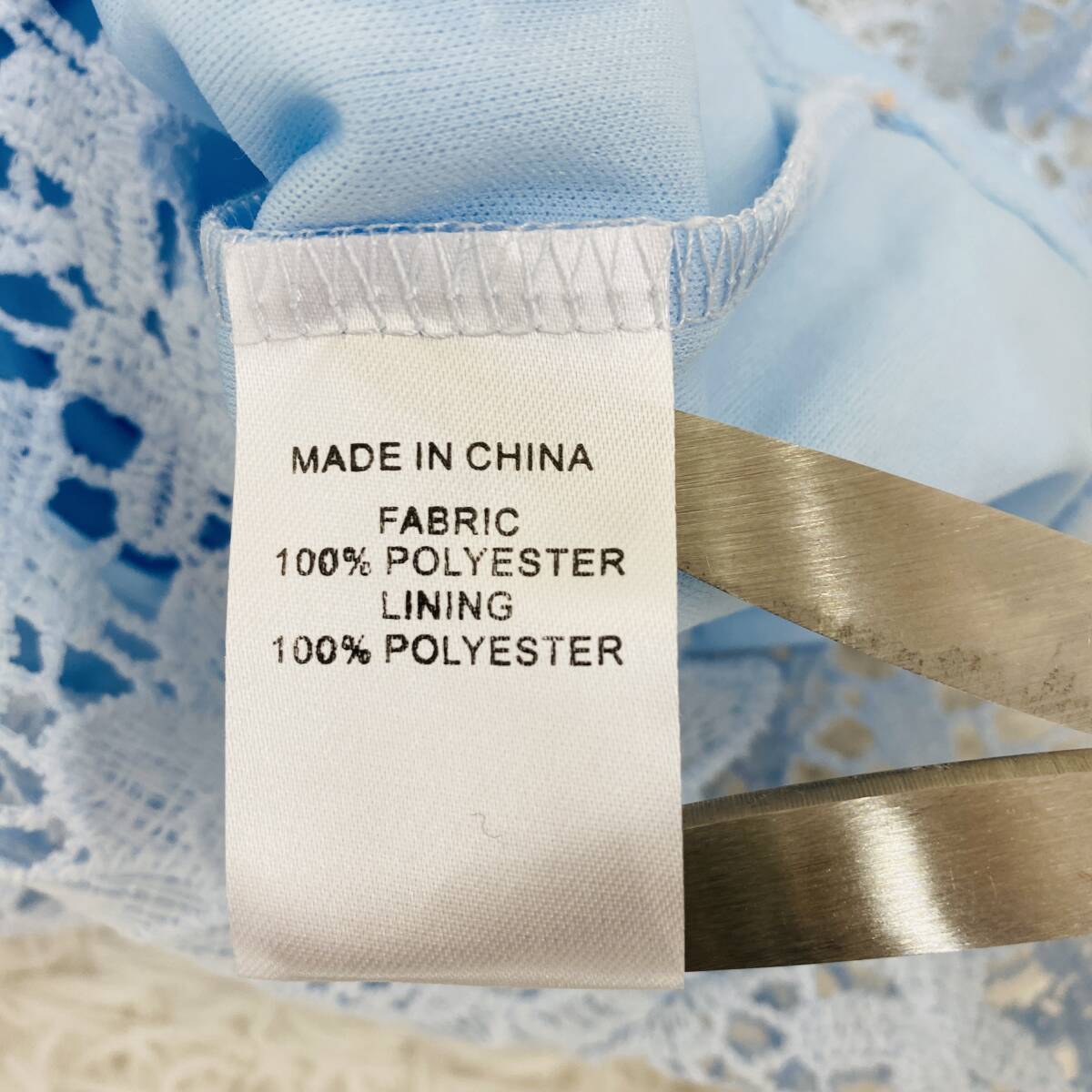 【295】EillyBazar レースワンピース サイズXS 水色 膝下 ワンピース タイトドレス パーティー _画像8