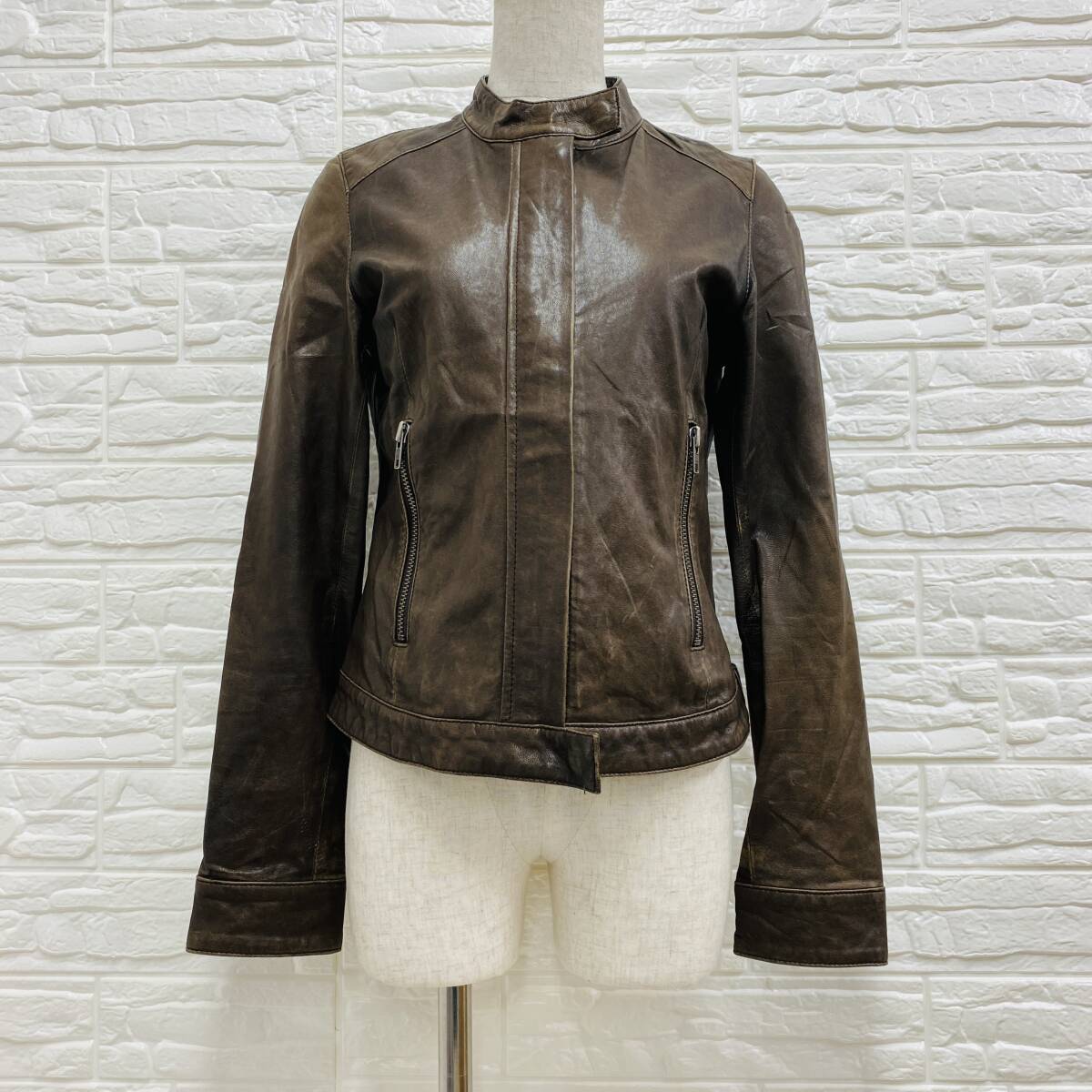 【３０７】羊革　Jewel Changes　ジュエルチェンジズ　ラムレザー ジャケット シングル　ライダース　サイズ３８　レザー
