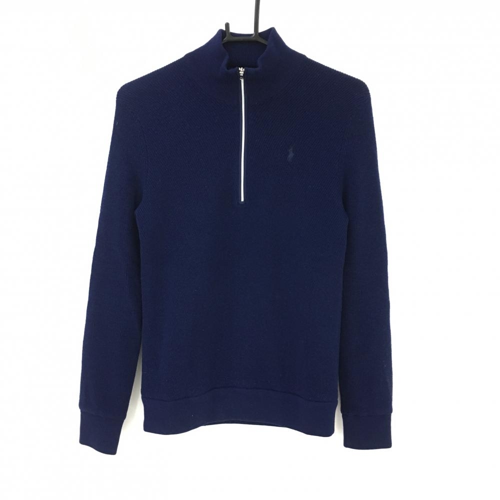 【美品】ポロゴルフ ラルフローレン ハイネックセーター ハーフジップ 里地付 ウール100％ レディース SP ゴルフウェア Ralph Lauren