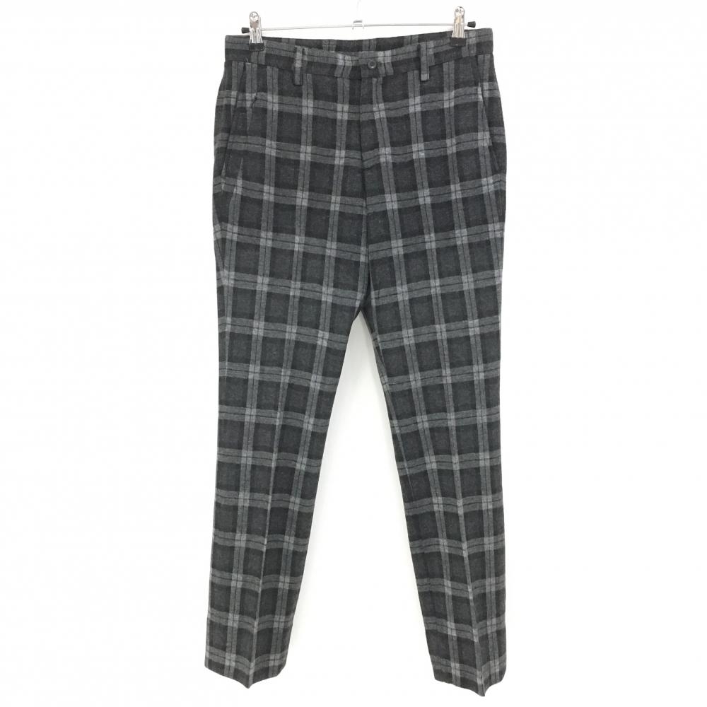 【超美品】ビームスゴルフ パンツ グレー×黒 チェック ウール混 メンズ 44 ゴルフウェア BEAMS GOLF