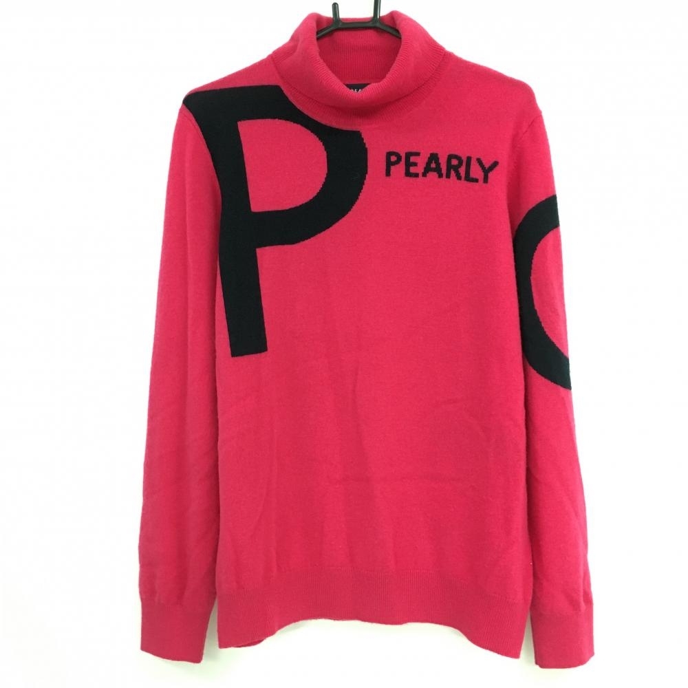 パーリーゲイツ タートルネックセーター ピンク×ネイビー カシミヤ100% ニット メンズ 5(L) ゴルフウェア 2024年モデル PEARLY GATES