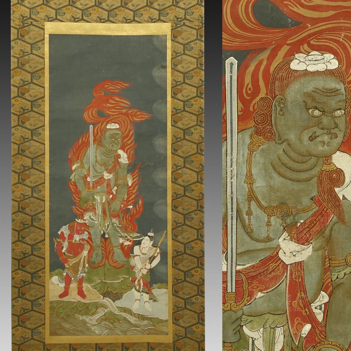 古画】喜聞◇『不動明王像 (青不動尊)』 1幅 古筆 古文書 古書 古画】喜聞◇『不動明王像 (青不動尊)』 1幅 古筆 古文書 古書