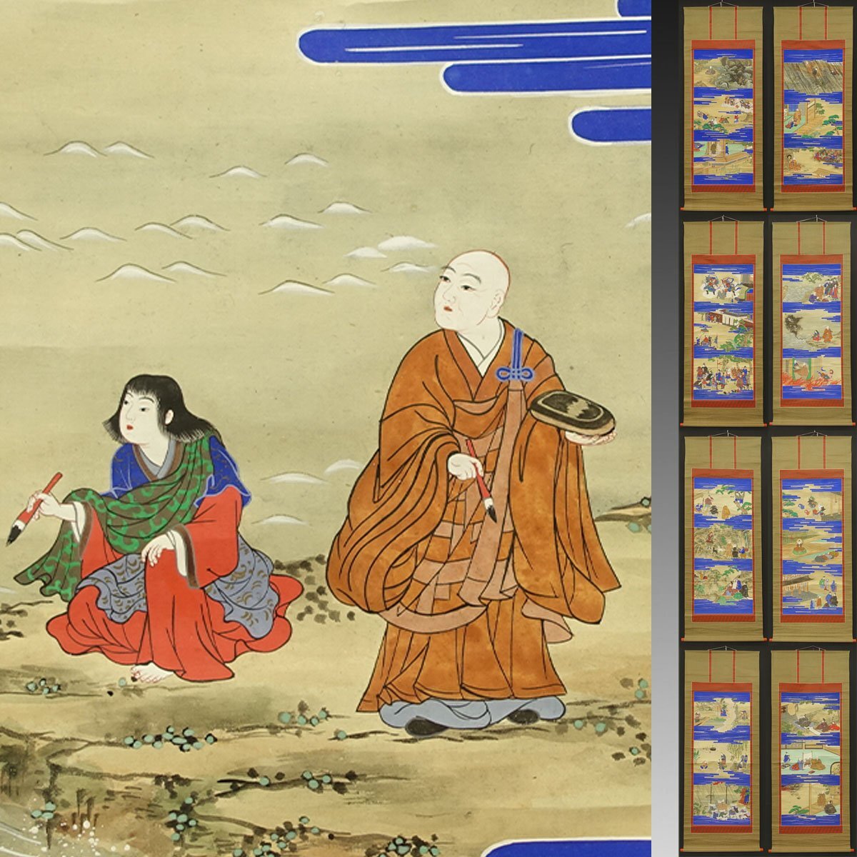 喜聞◇『弘法大師絵伝 8種』 8幅対 古筆 古文書 古書 日本画 喜聞◇『弘法大師絵伝 8種』 8幅対 古筆 古文書 古書 日本画