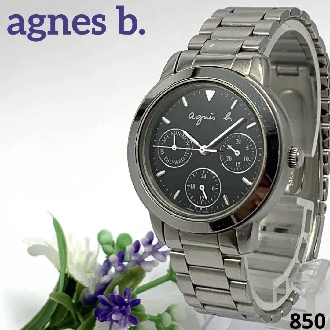 850 agnes b. アニエスベー レディース 腕時計 3針 カレンダー デイデイト 24時間表示 クオーツ式 新品電池交換済 人気 希少