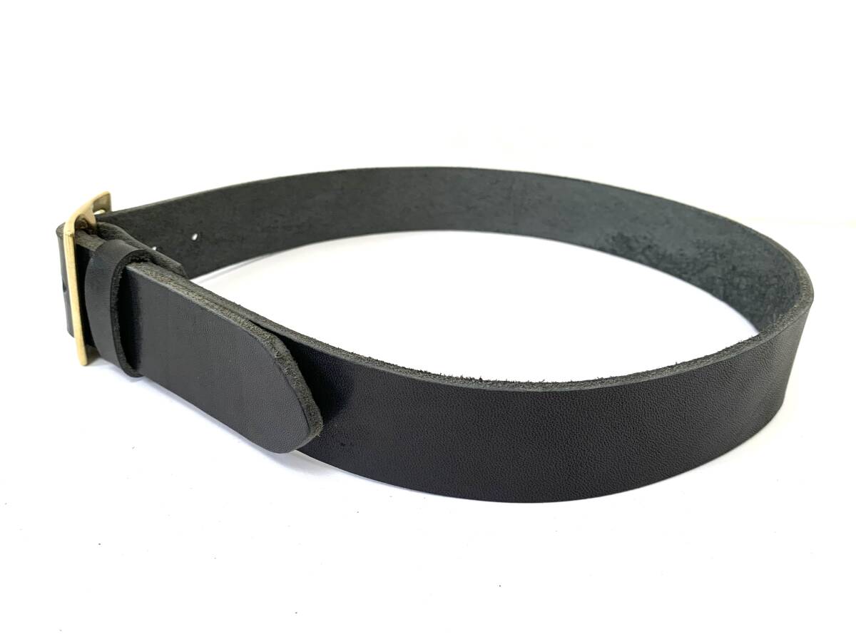 真鍮製スクエアバックル　栃木レザーベルト（黒）４０ｍｍ幅　一枚革_画像3