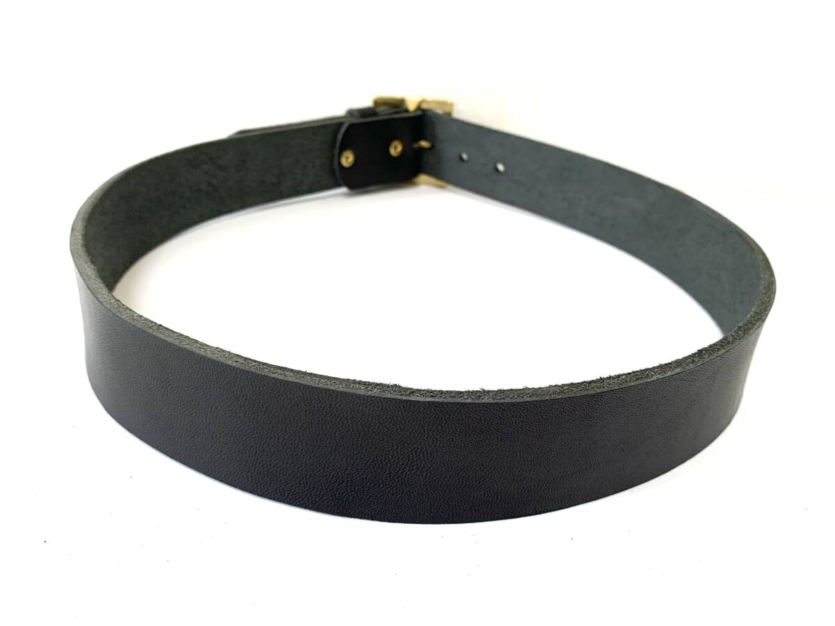 真鍮製スクエアバックル　栃木レザーベルト（黒）４０ｍｍ幅　一枚革_画像4
