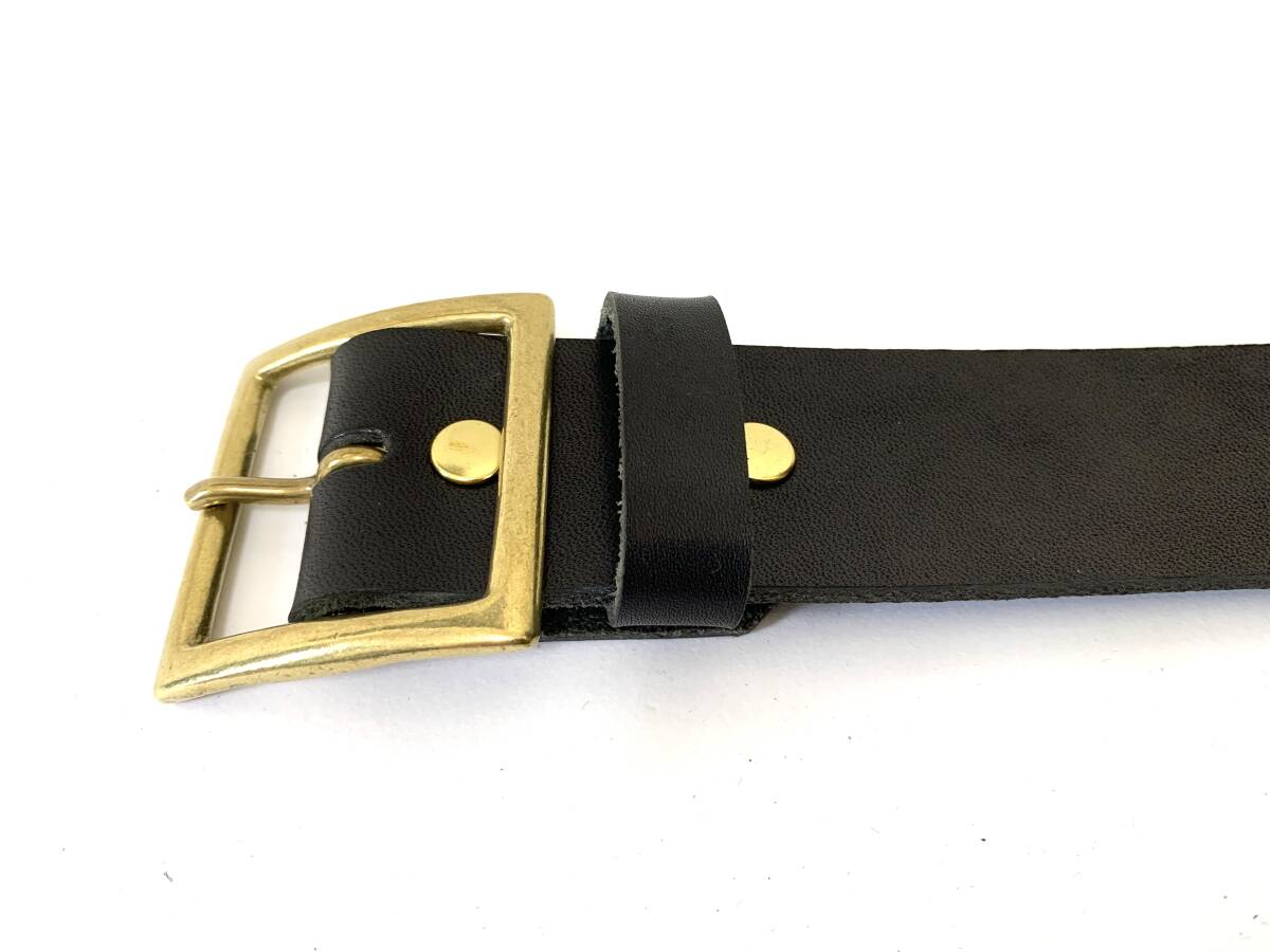 真鍮製スクエアバックル　栃木レザーベルト（黒）４０ｍｍ幅　一枚革_画像6