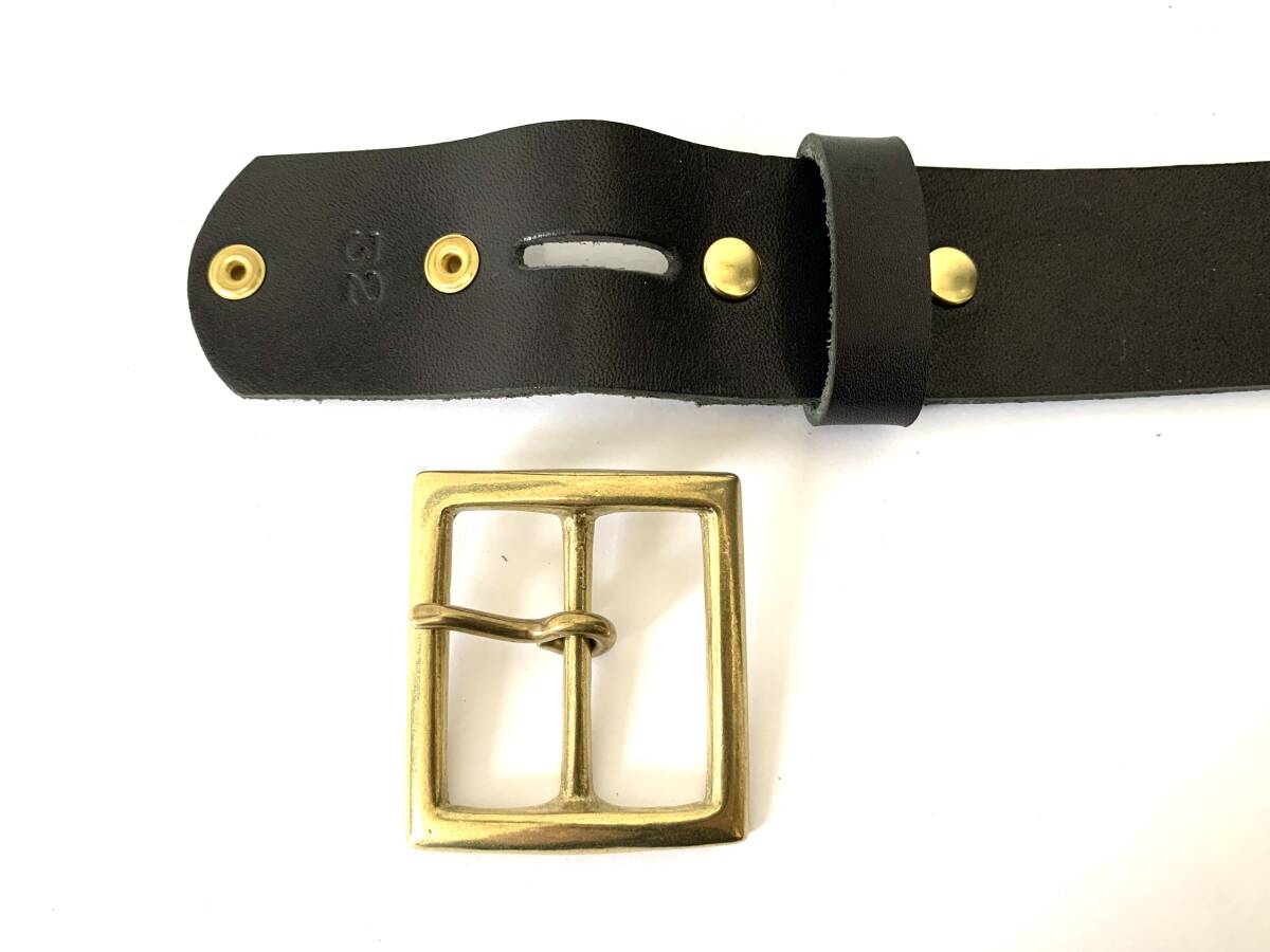 真鍮製スクエアバックル　栃木レザーベルト（黒）４０ｍｍ幅　一枚革_画像7