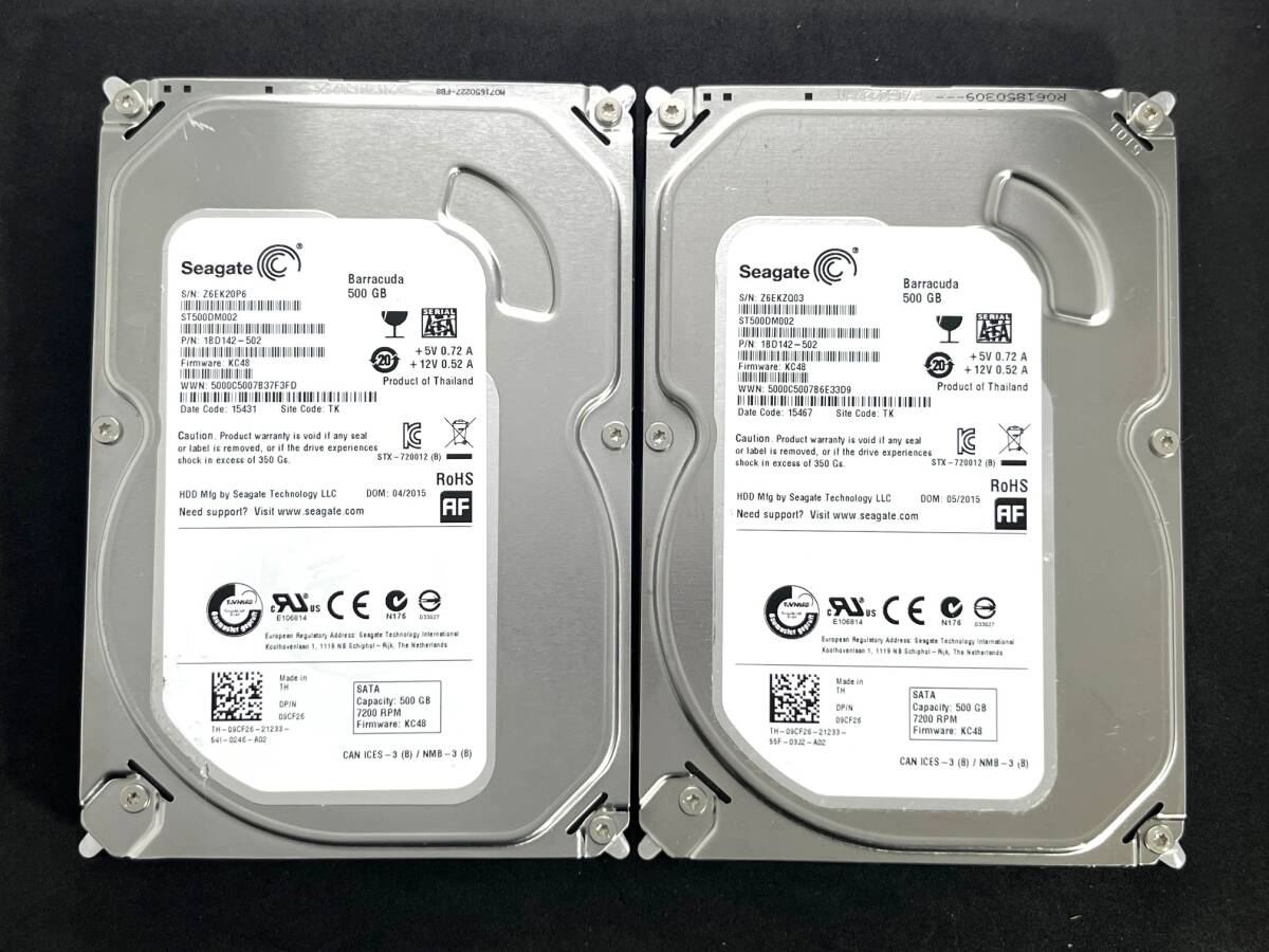 ★2個セット★500GB★ST500DM002　/　Seagate Barracuda　新品同様　3.5インチ SATA 未使用に近い 2台[管理■20ZQ]