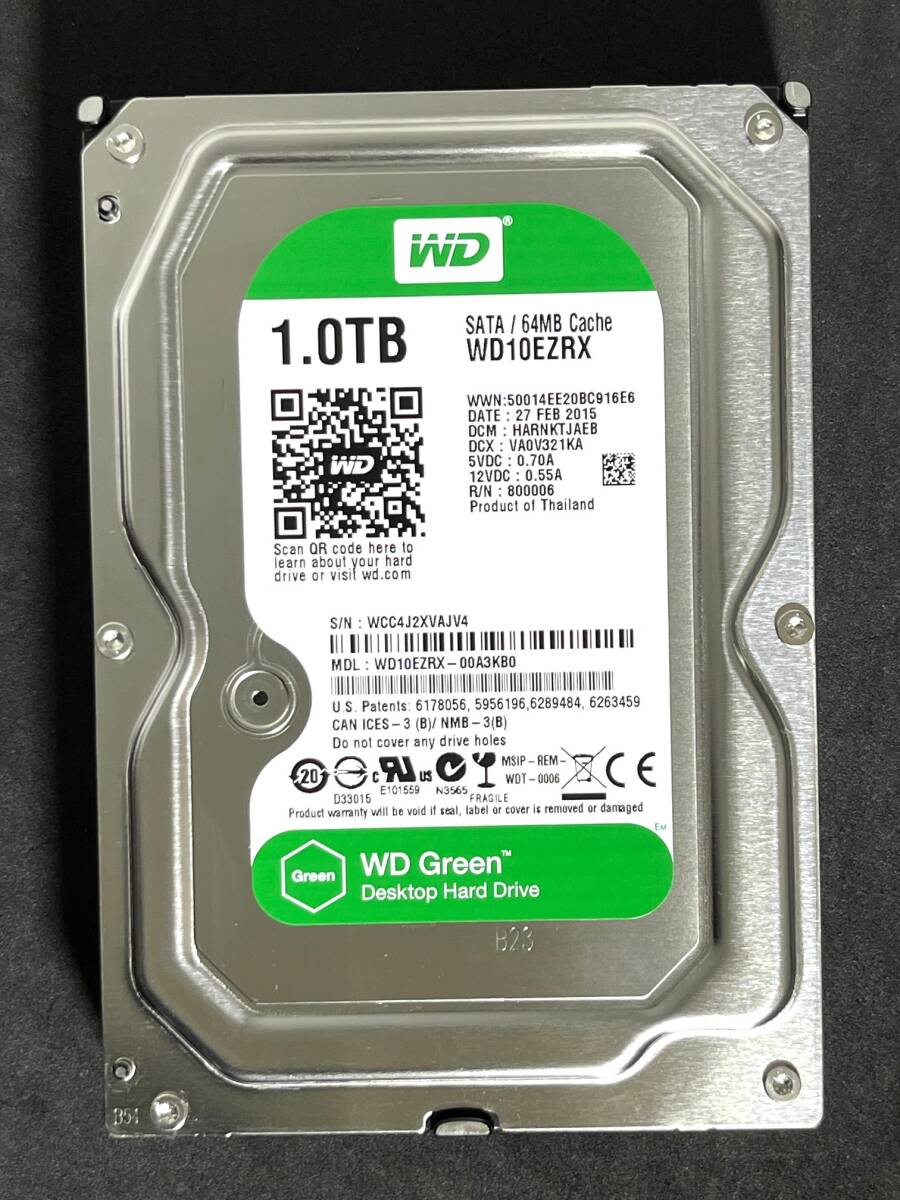 ★ 1TB ★ WD Green　/　WD10EZRX　2015年製　良品　Western Digital Green　3.5インチ 内蔵HDD [管理■AJV4]
