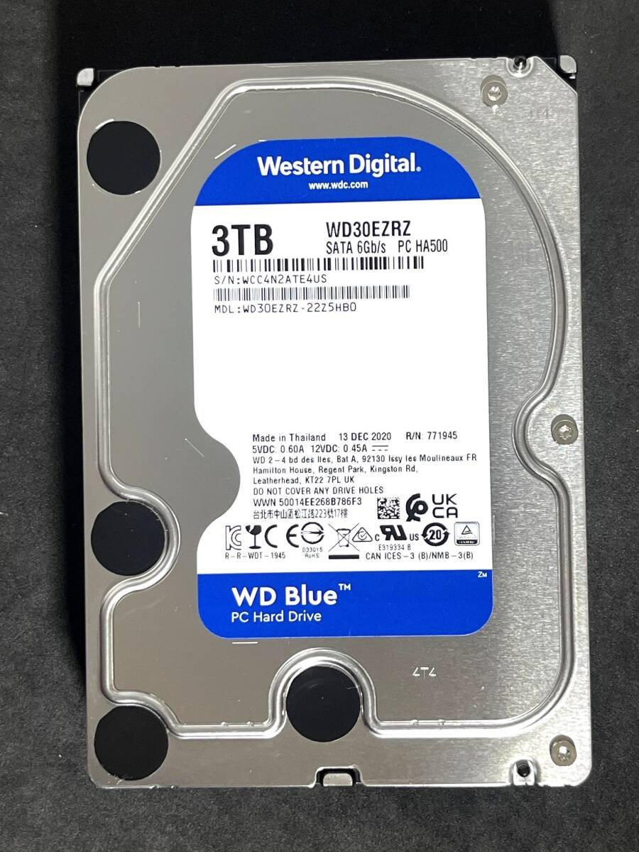 ★ 3TB ★ WD Blue　/　WD30EZRZ　2020年製　新品同様　WesternDigital Blue　3.5インチ内蔵HDD/SATA　[管理■51E4]